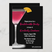 Invitation Fête du martini rose chaud (Devant / Derrière)