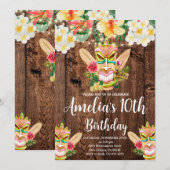 Invitation Fête du Masque Tiki, Aloha, Anniversaire de Luau,  (Devant / Derrière)