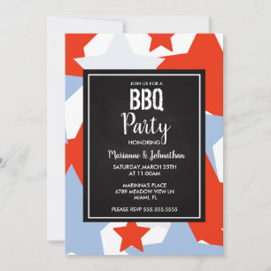 Invitation Fête du Memorial Day Grillade d'étoiles