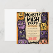 Invitation "Fête du Monster Mash" avec de mignons monstres (Devant / Derrière)