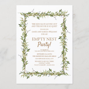 Invitation Fête du Nid Vide aux Feuilles Vertes Modernes et O