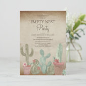 Invitation Fête du nid vide Cactus Rustique (Debout devant)