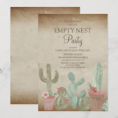 Invitation Fête du nid vide Cactus Rustique (Devant / Derrière)