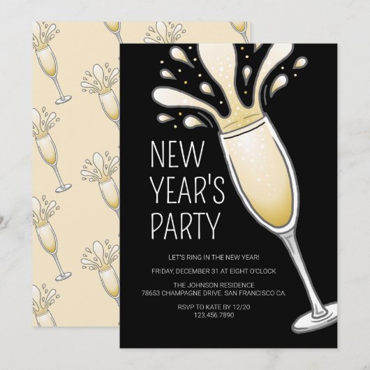 Invitation Fête du Nouvel An (Devant / Derrière)