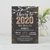 Invitation Fête du Nouvel An 2020 noir et or acclamations (Debout devant)