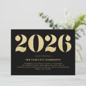 Invitation Fête du Nouvel An 2022 pailletée noir et or (Debout devant)
