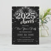 Invitation Fête du Nouvel An 2025 Argent moderne (Debout devant)