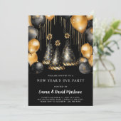 Invitation Fête du Nouvel An 2025 Ballons Or Noir (Debout devant)