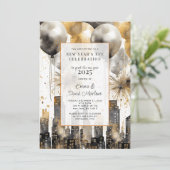 Invitation Fête du Nouvel An 2025 Gold Parties scintillant Ba (Debout devant)