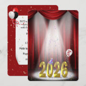Invitation Fête du Nouvel An 2026 sous les projecteurs (Devant / Derrière)