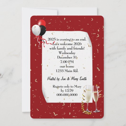 Invitation Fête du Nouvel An 2026 sous les projecteurs (Dos)