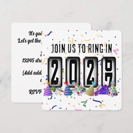 Invitation Fête du Nouvel An 2027 Odomètre (Devant / Derrière)