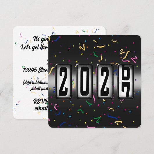 Invitation Fête du Nouvel An 2027 Odomètre (Devant / Derrière)