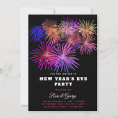 Invitation Fête du Nouvel An 20XX Feu d'artifice Paillettes d (Devant)