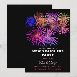 Invitation Fête du Nouvel An 20XX Feux d'artifice colorés 