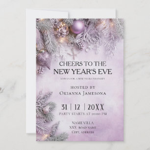 Invitation Fête du Nouvel An à l'aquarelle lavande