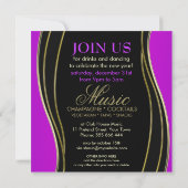 Invitation Fête du Nouvel An Abstrait violet rose (Dos)