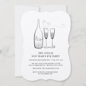 Invitation Fête du Nouvel An annuel du Champagne d'argent (Devant)