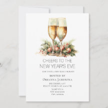 Fête du Nouvel An au Champagne à l'aquarelle