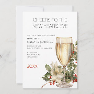 Invitation Fête du Nouvel An au Champagne Aquarelle