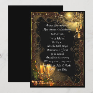 Invitation Fête du Nouvel An avec Champagne Black Gold tendan