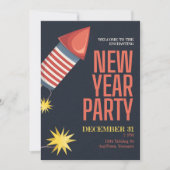Invitation Fête du Nouvel An avec fusée bouteille  (Devant)
