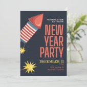 Invitation Fête du Nouvel An avec fusée bouteille  (Debout devant)