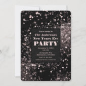 Invitation Fête du Nouvel An Black & Pink Sparkling Lights (Devant)