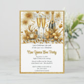 Invitation Fête du Nouvel An Blanche et Or Glamour (Debout devant)