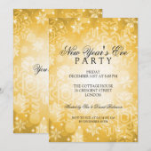 Invitation Fête du Nouvel An Bokeh Doré Festif (Devant / Derrière)