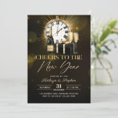 Invitation Fête du Nouvel An Champagne Doré (Debout devant)