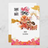 Invitation Fête du Nouvel An chinois enregistrer la date (Devant / Derrière)