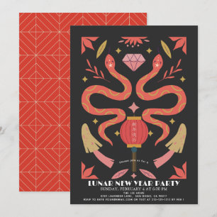 Invitation Fête du Nouvel An chinois/lunaire 2025 Red Snake