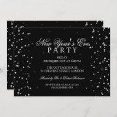 Invitation Fête du Nouvel An Confettis Argentés Points (Devant / Derrière)