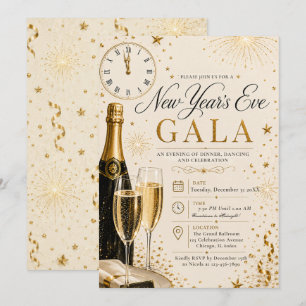 Invitation Fête du Nouvel An Cream Gold