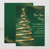 Invitation Fête du nouvel an de l'arbre de Noël étincelant ve (Devant / Derrière)