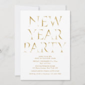 Invitation Fête du Nouvel An de luxe en écriture dorée (Devant)