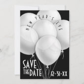 Invitation Fête du Nouvel An des Ballons blancs élégants (Devant)