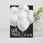 Invitation Fête du Nouvel An des Ballons blancs élégants (Debout devant)