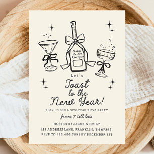 Invitation Fête du Nouvel An dessinée à la main