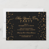 Invitation Fête du Nouvel An doré confettis points (Devant)