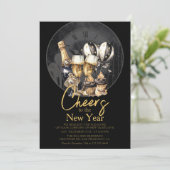 Invitation Fête du Nouvel An du Champagne d'or noir (Debout devant)