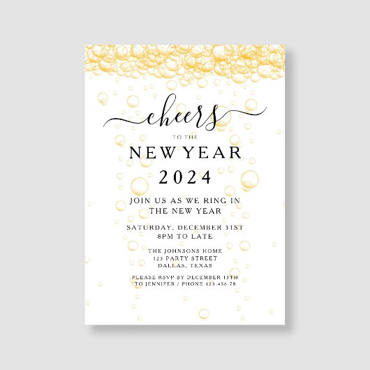 Invitation Fête du Nouvel An Elegant Fizz