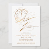 Invitation Fête du Nouvel An élégante et moderne en or (Devant)