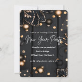 Invitation Fête du Nouvel An élégante sur mesure Or Noir (Devant)