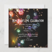 Invitation Fête du Nouvel An, feux d'artifice, bulles de cham (Dos)