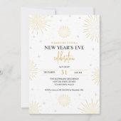 Invitation Fête du Nouvel An Golden Starbursts (Devant)