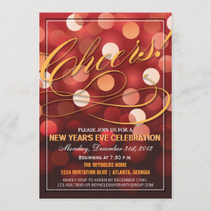 Invitation Fête du Nouvel An, Lumière rouge et orange