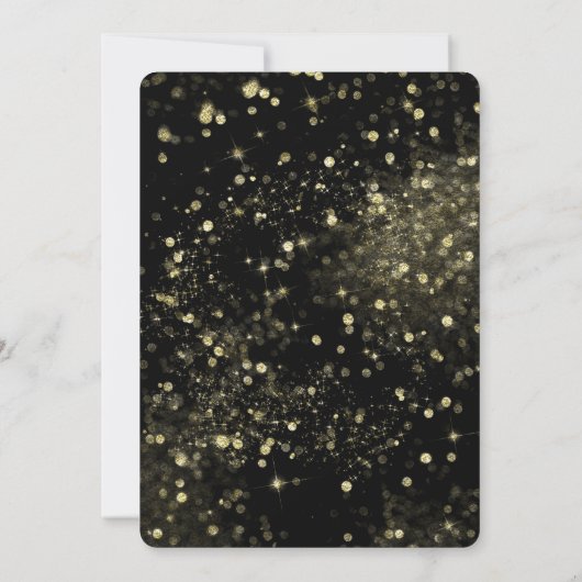 Invitation Fête du Nouvel An lumières scintillantes Noir & Or (Dos)