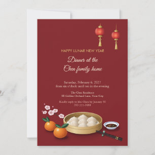 Invitation Fête du Nouvel An lunaire Dumplings et Lanternes R